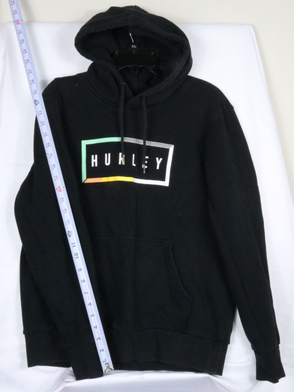 Hurley Hoodie Mens M Black Pullover Sweatshirt Logo Fleece Kangaroo Pocket - Image 4