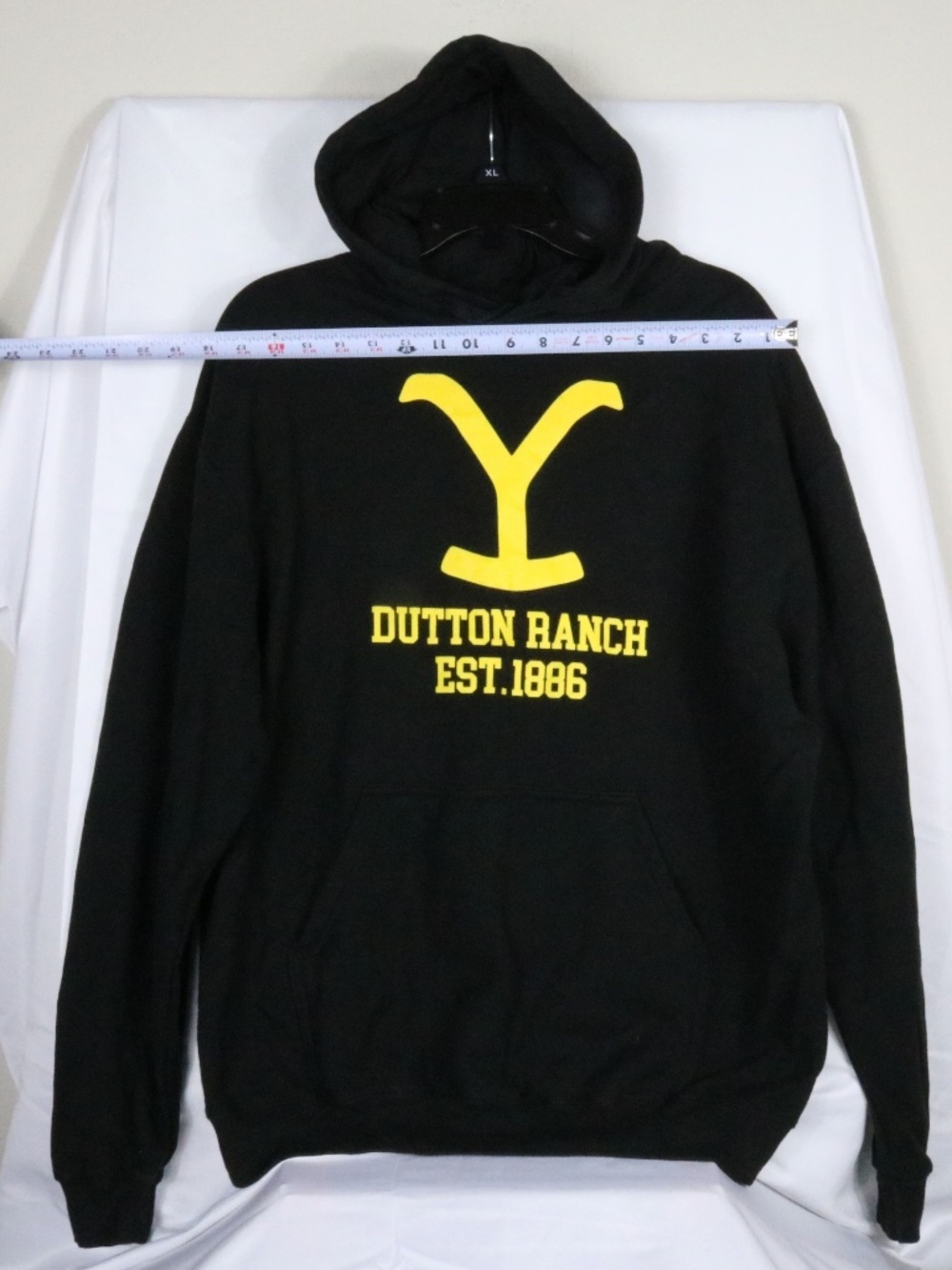 Yellowstone Men's Large Dutton Ranch Black Pullover Hoodie & Yellowstone on Arm - Image 2
