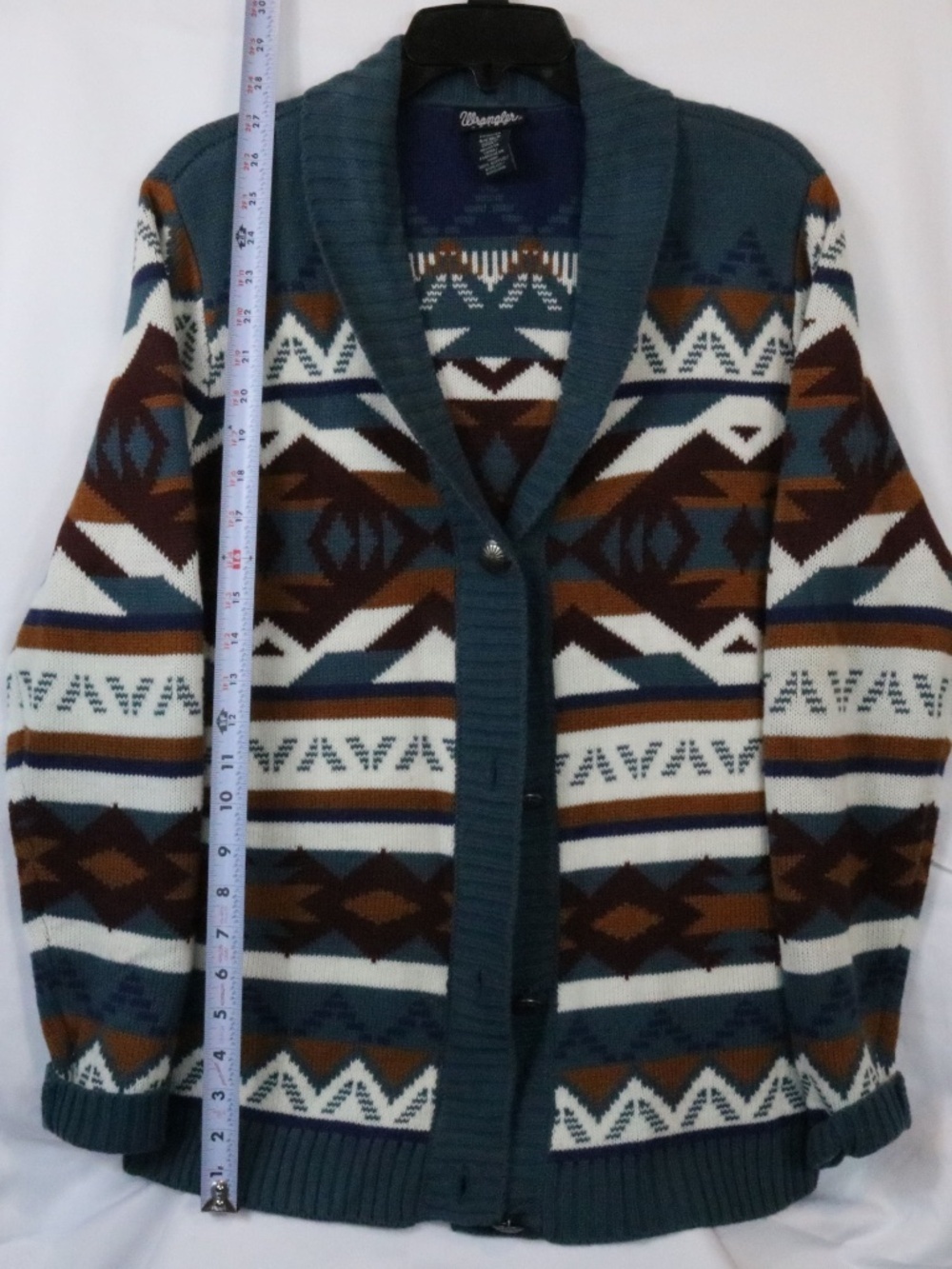 Wrangler Retro Aztec Cardigan Sweater Western Geometric Knit Women Small - Image 2