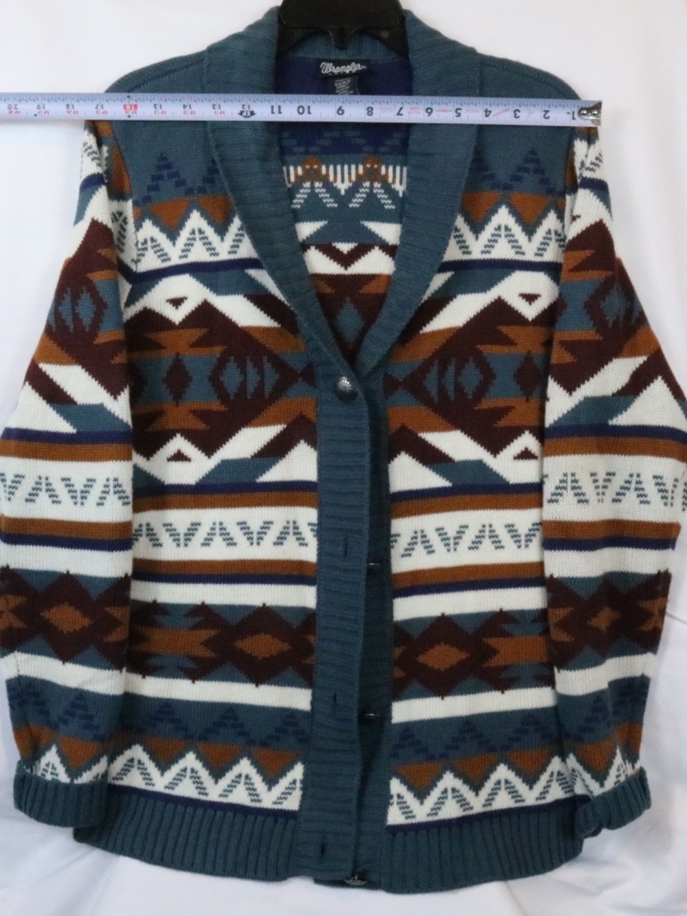 Wrangler Retro Aztec Cardigan Sweater Western Geometric Knit Women Small - Image 3