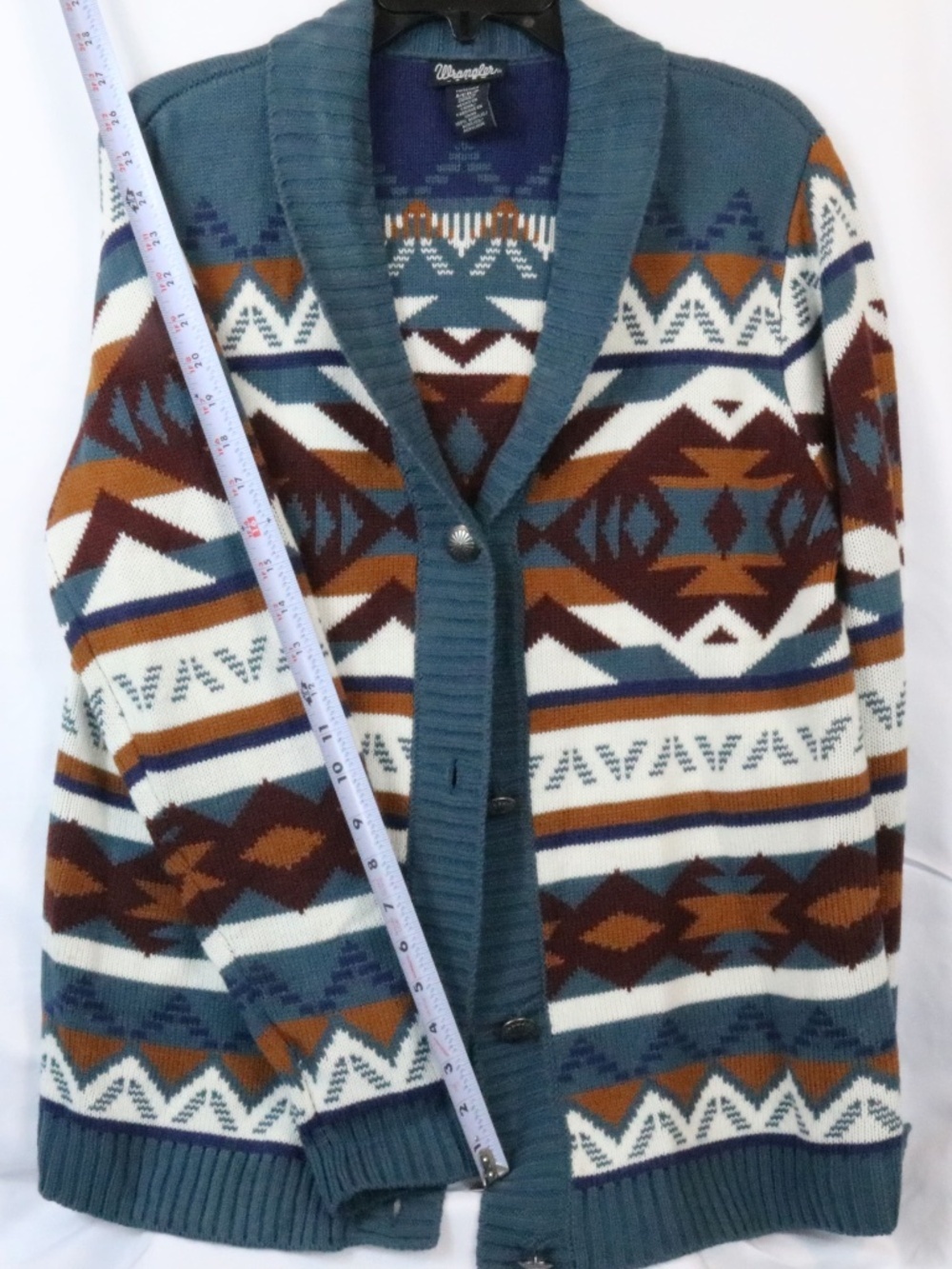 Wrangler Retro Aztec Cardigan Sweater Western Geometric Knit Women Small - Image 5