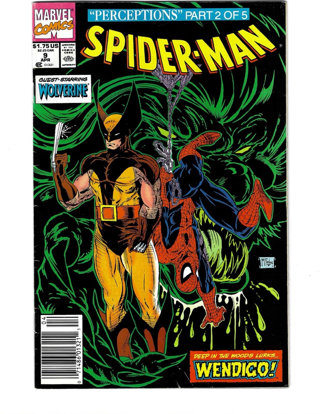 Spider-Man #9 Newstand Todd McFarlane Guest Starring Wolverine VG