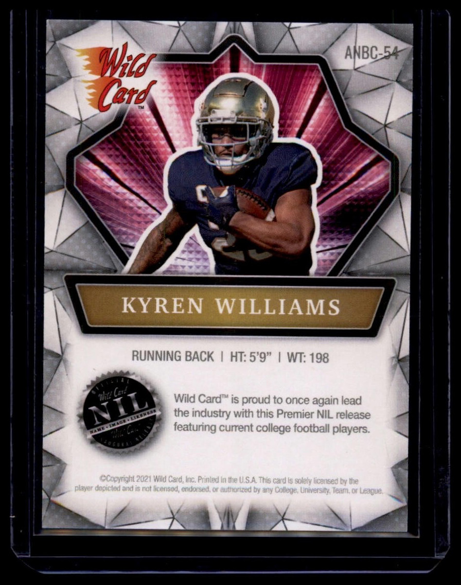2021 Wild Card Alumination NIL Collegiate Edition Kyren Williams #ANBC-54 (RC) - Image 2