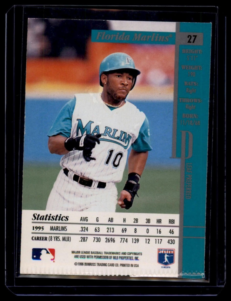 1996 Leaf Preferred Gary Sheffield #27 Florida Marlins RF - Image 2