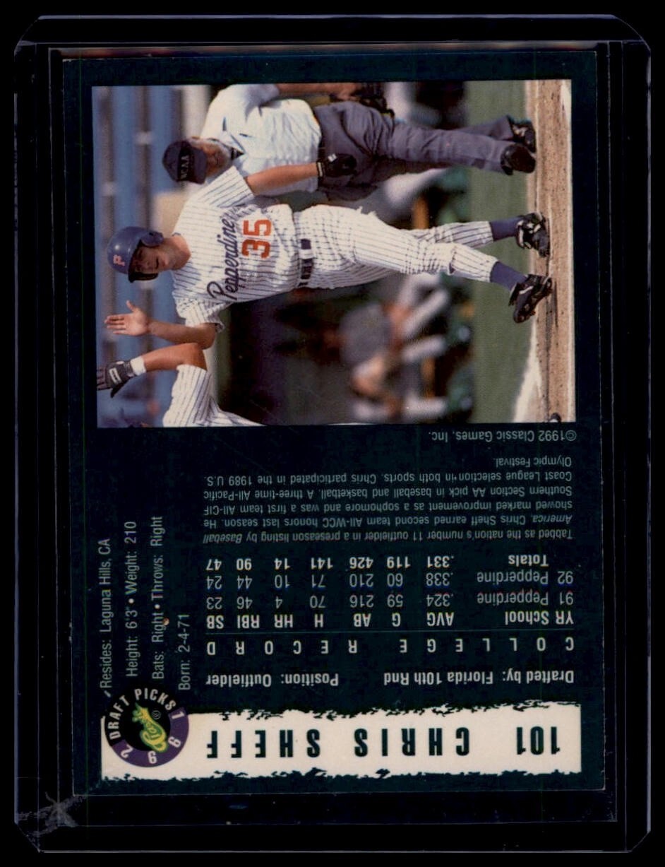 1992 Classic Draft Picks Chris Sheff #101 (RC) - Image 2