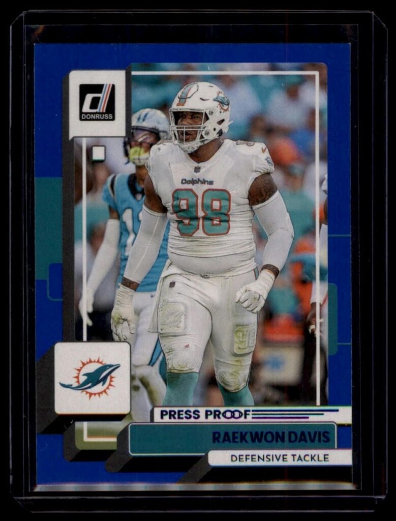 2022 Donruss Press Proof Blue Raekwon Davis #127 Miami Dolphins Defensive Tackle