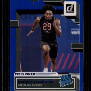 2022 Panini Kingsley Enagbare #396 Rated Rookie Press Proof Blue Green Bay Pack