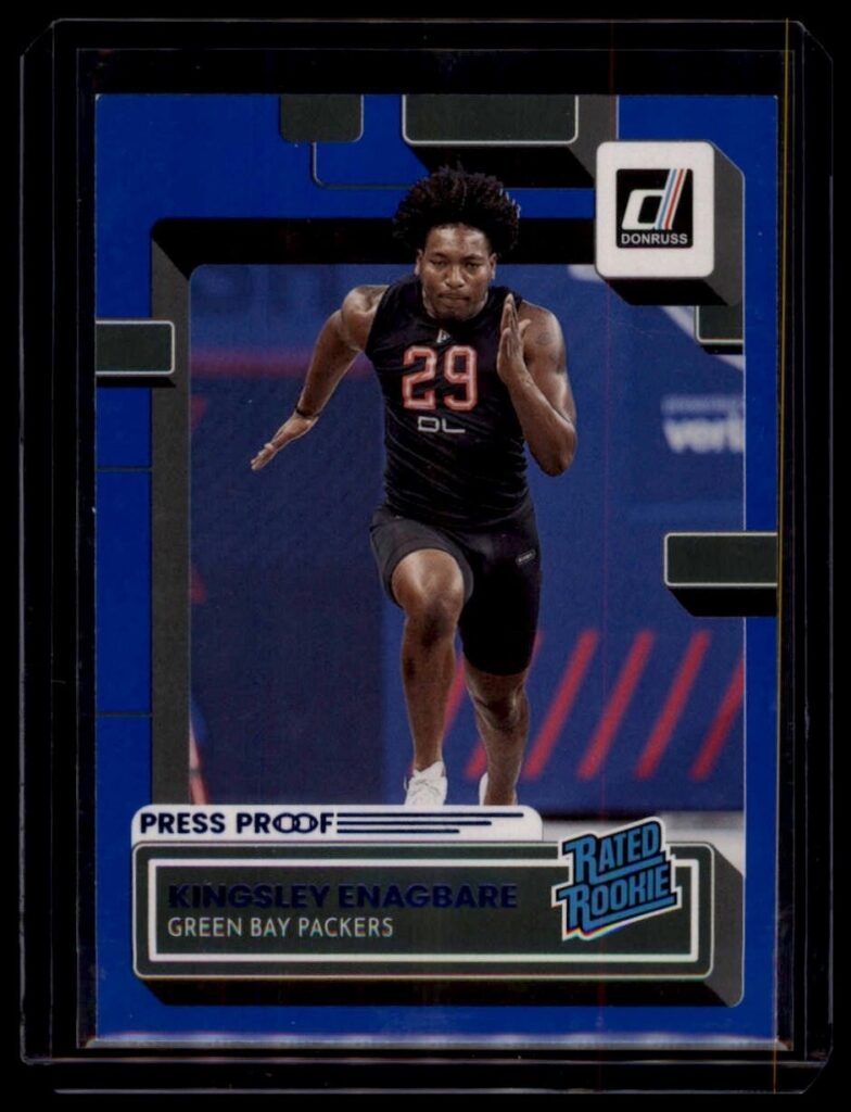 2022 Panini Kingsley Enagbare #396 Rated Rookie Press Proof Blue Green Bay Pack