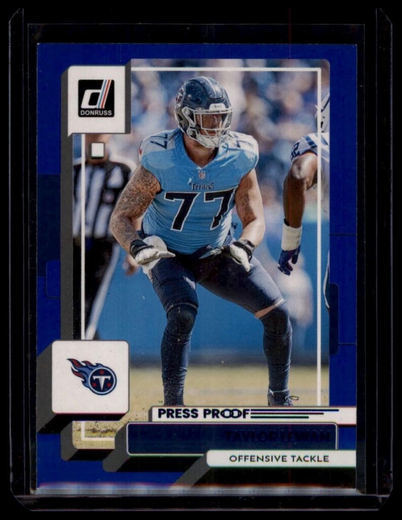 2022 Donruss Press Proof Blue #69 Taylor Lewan Tennessee Titans Offensive Tackle
