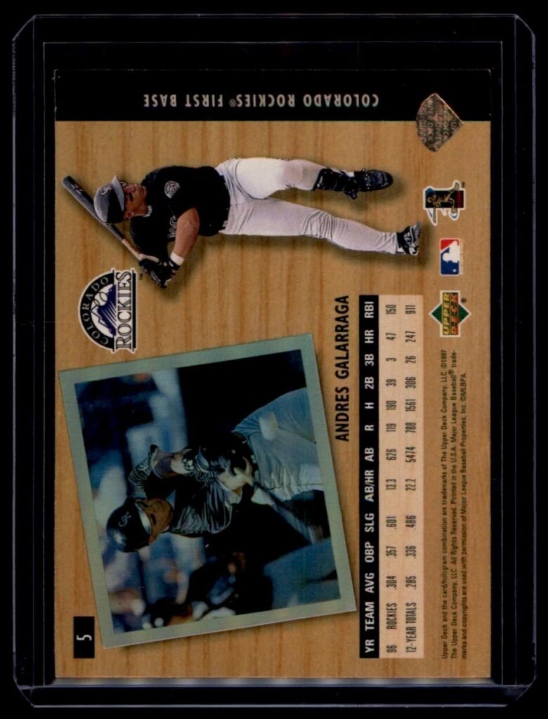 1997 Upper Deck UD3 Homerun Heroes Andres Galarraga #5 Colorado Rockies First Ba