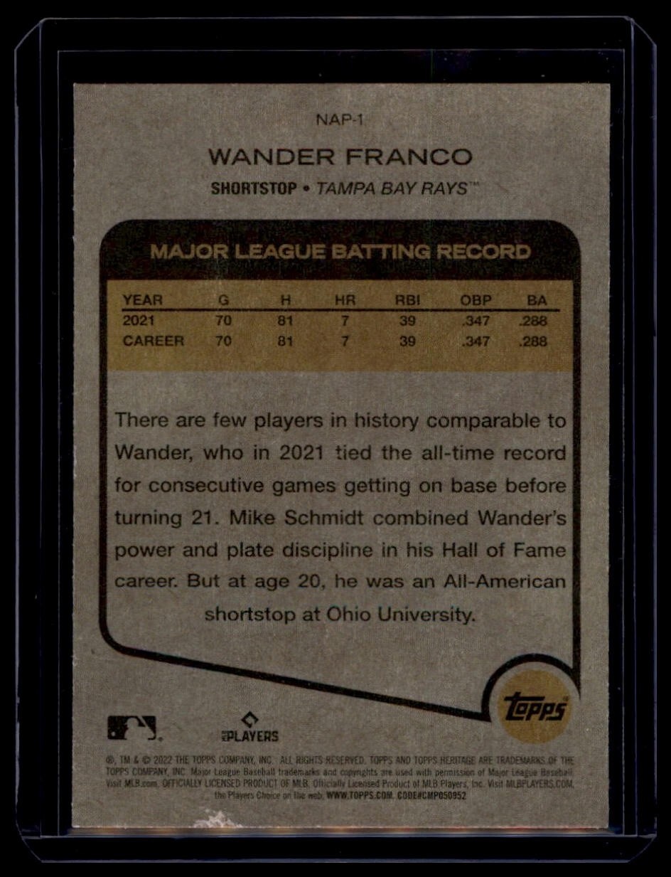 2022 Topps Heritage -New Age Performers Wander Franco #NAP-1 Tampa Bay RC SS - Image 2