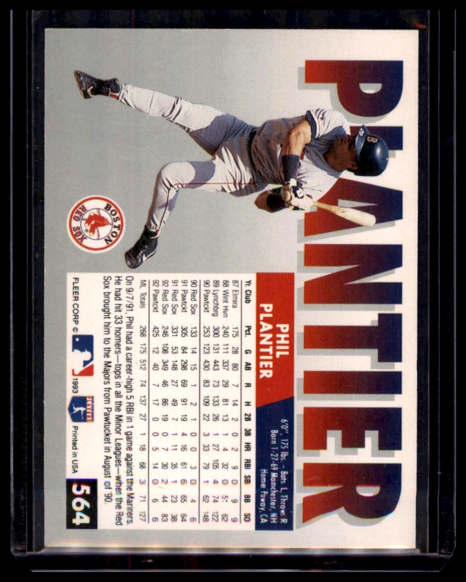 1993 Fleer - Phil Plantier #564 Boston Red Sox - Image 2