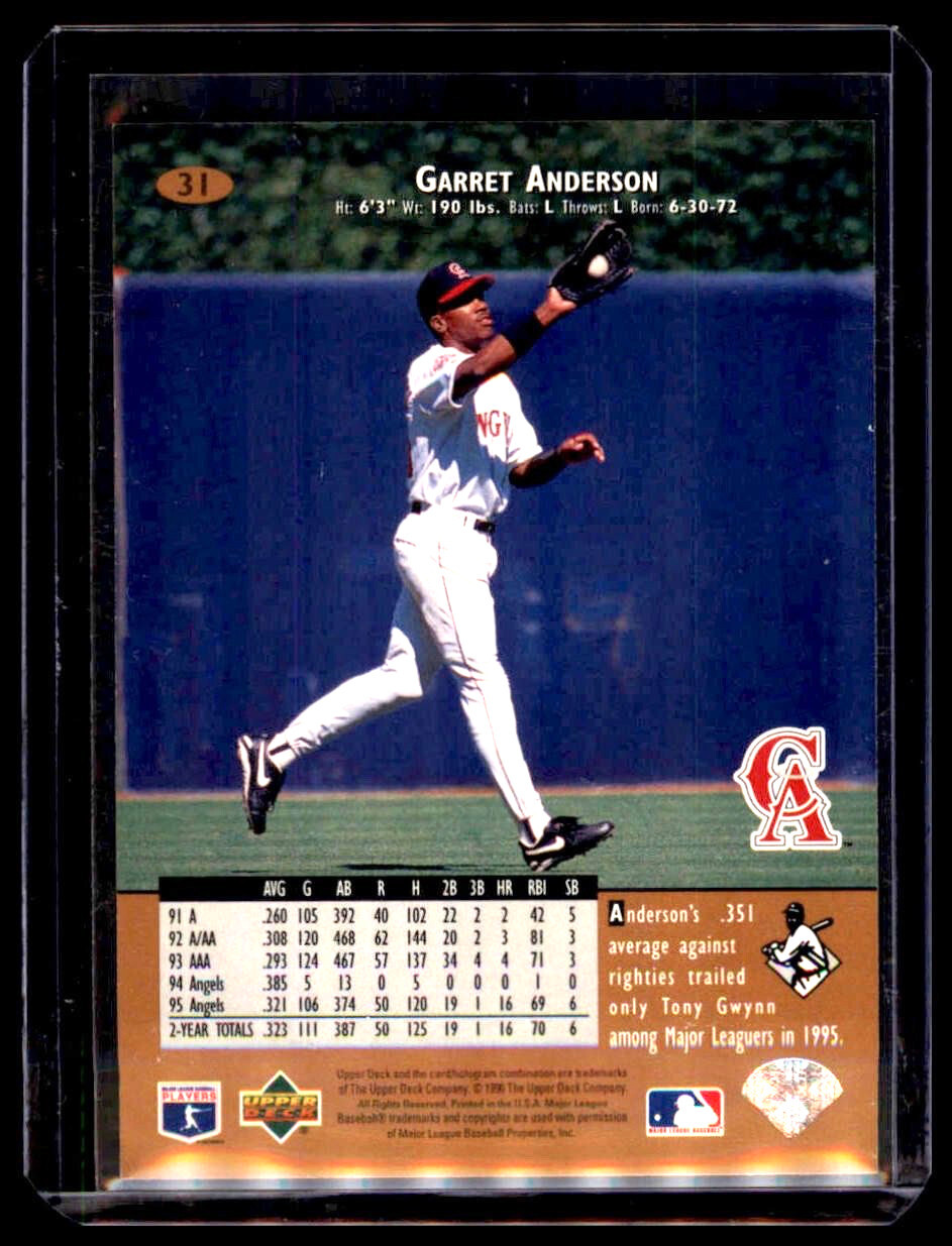1996 Upper Deck - Garret Anderson #31 California Angels - Image 2