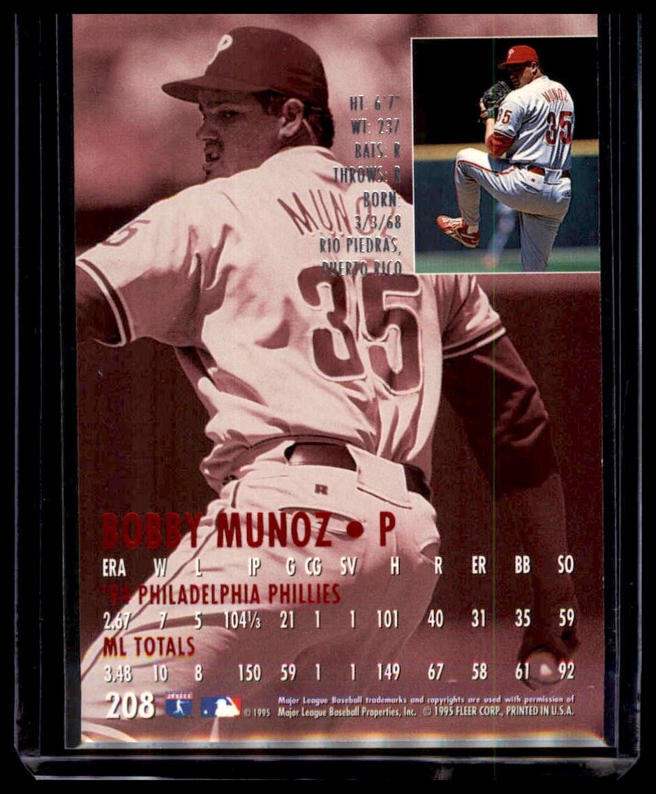 1995 Fleer Ultra - Bobby Munoz #208 Philadelphia Phillies - Image 2