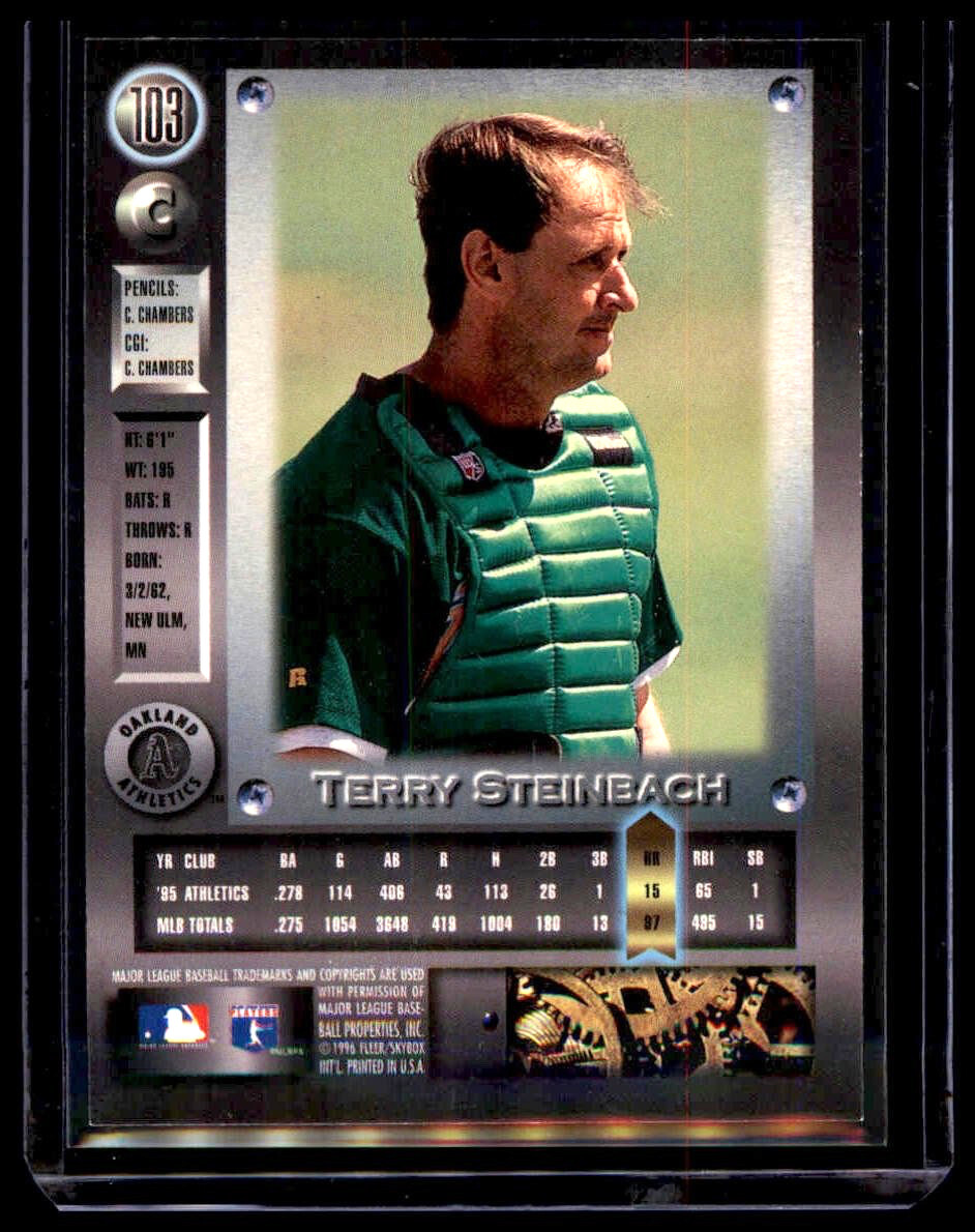 1996 Fleer Metal Universe - Terry Steinbach #103 Oakland Athletics - Image 2