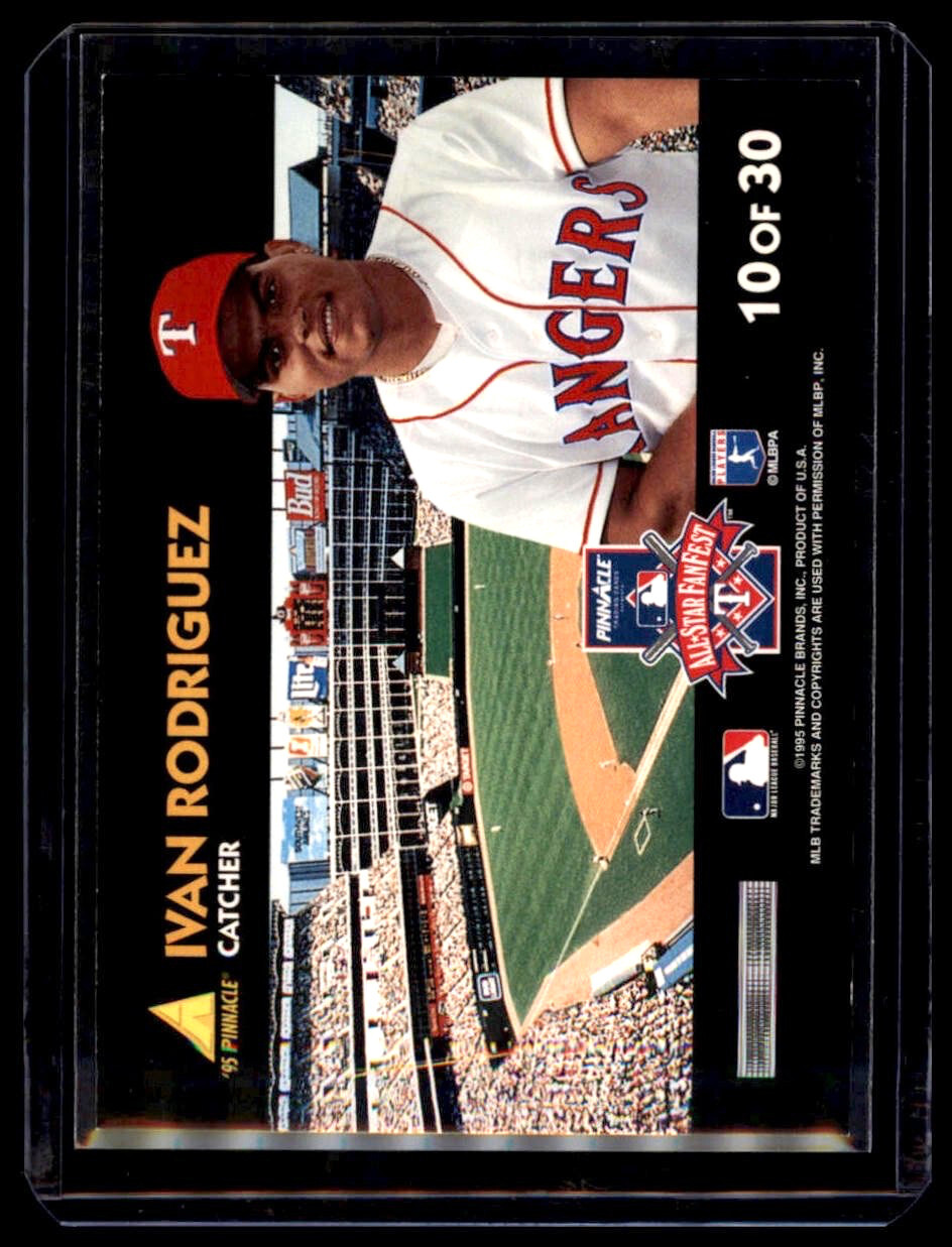 1995 Pinnacle - Ivan Rodriguez Numbered Card #10 of 30 Texas Rangers - Image 2