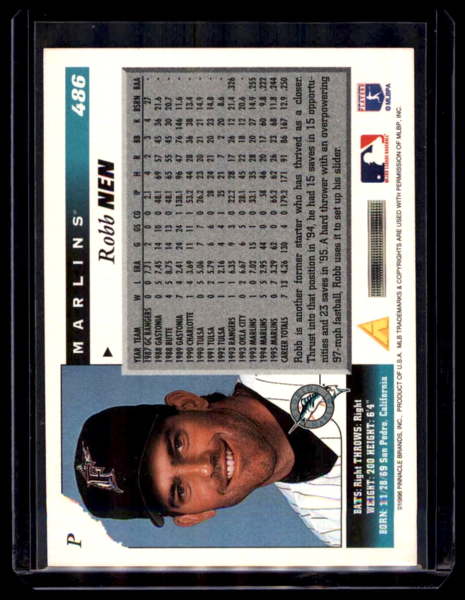 1995 Score - Robb Nen #486 Florida Marlins - Image 2