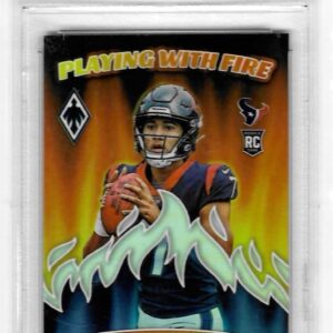 2023 Panini Phoenix CJ Stroud RC Playing With Fire Silver Seismic Texans PSA 9