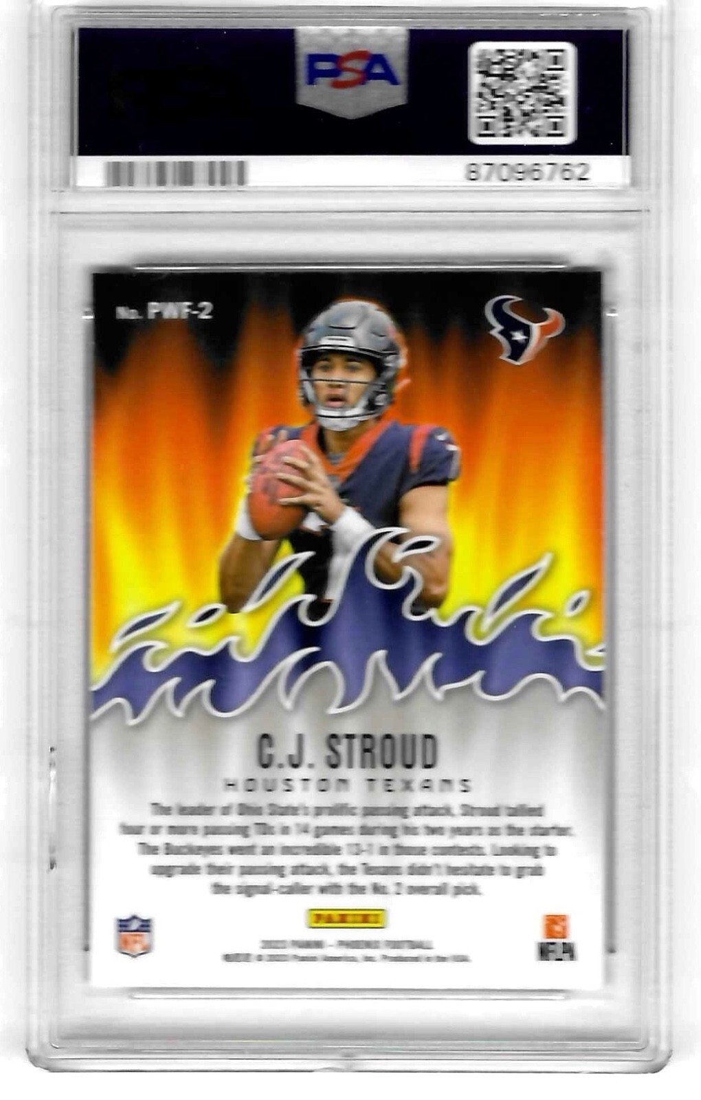 2023 Panini Phoenix CJ Stroud RC Playing With Fire Silver Seismic Texans PSA 9 - Image 2