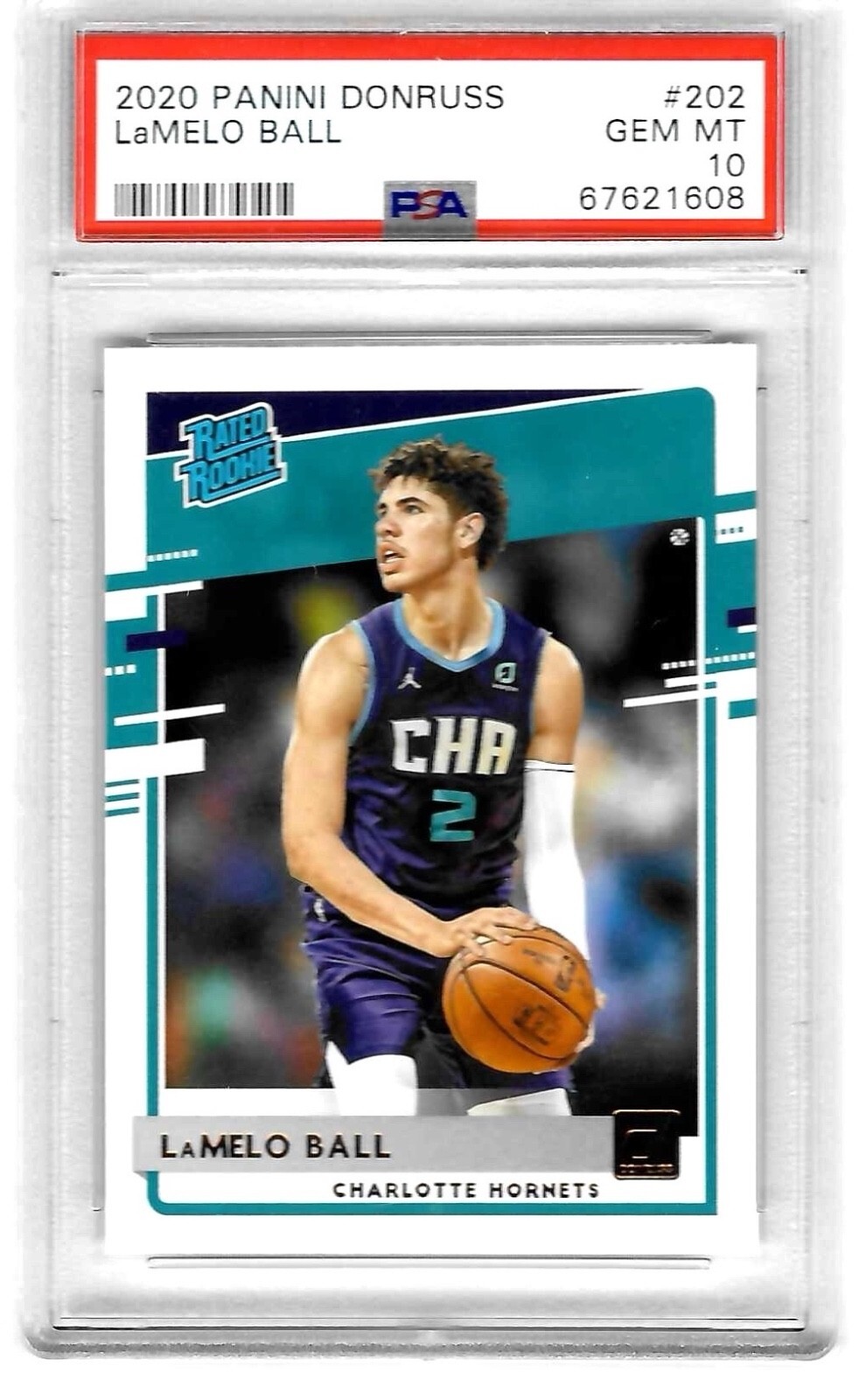 2020 Panini Donruss LaMelo Ball Rated Rookie Card Hornets #202 RC PSA 10 GEM MT