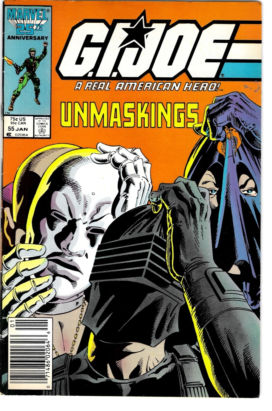 G.I. Joe, A Real American Hero #55 Newsstand Variant Marvel 1987 Snake Eyes